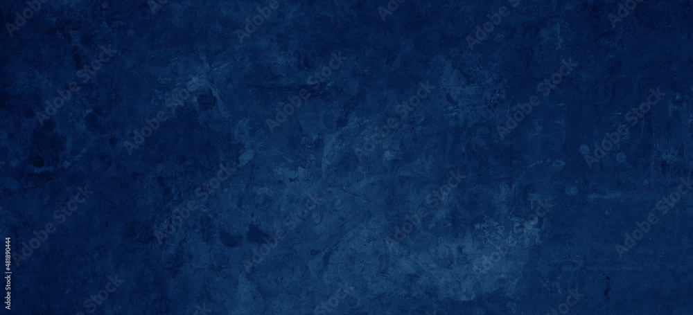 Obraz premium Old dark blue vintage shabby patchwork motif tiles stone concrete cement wall texture background.