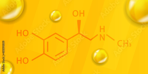 Adrenaline chemical formula. Adrenaline 3D Realistic chemical molecular structure