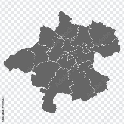 Map State Upper Austria of Austria on transparent background. Blank Map Upper Austria with districts for your web site design, logo, app, UI. Austria. EPS10.