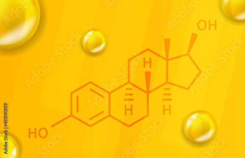Estrogen chemical formula. Estrogen 3D Realistic chemical molecular structure