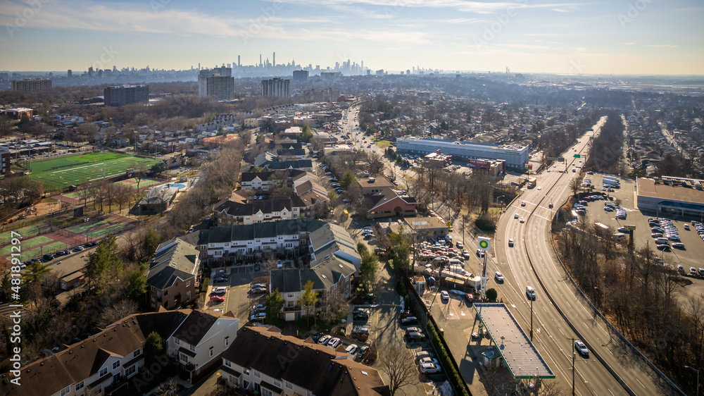 Aerial Drone Landscape of Fort Lee New Jersey 