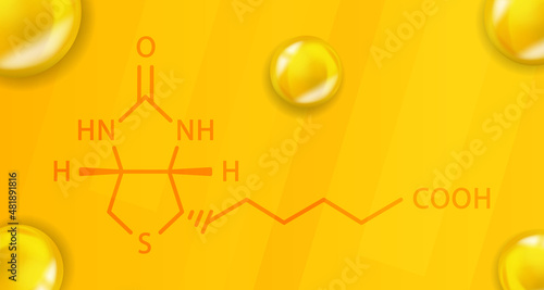 Vitamin B7 chemical formula. Vitamin B7 Realistic chemical molecular structure