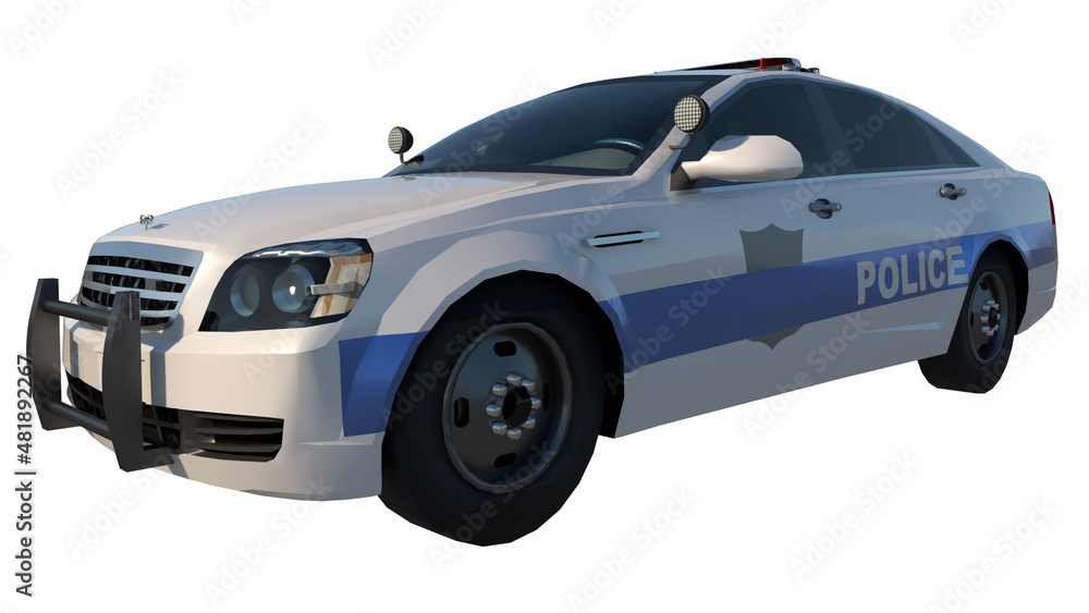Police Patrol 1-Perspective F view white background 3D Rendering Ilustracion 3D	
