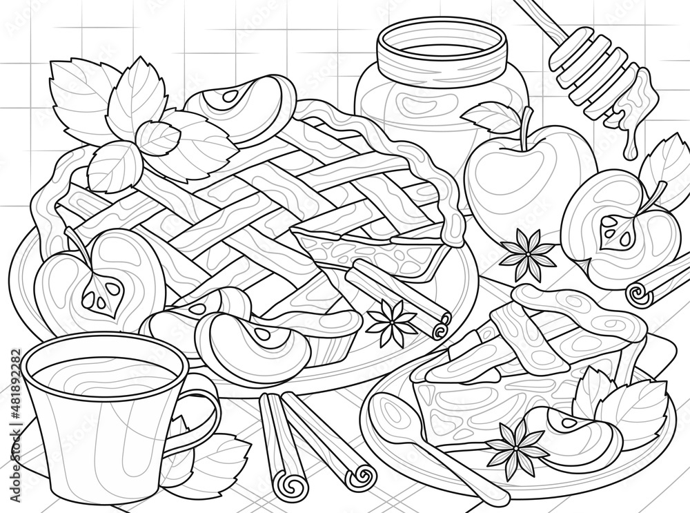 Apples And Honey Coloring Page