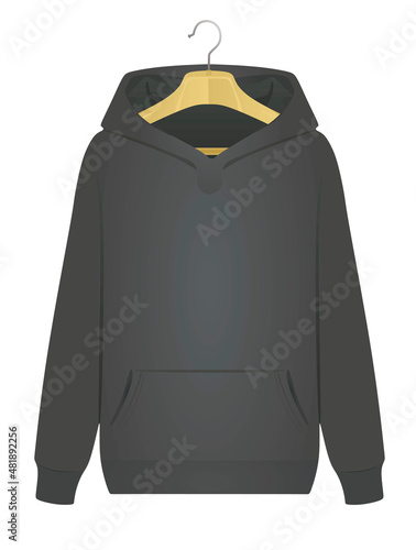 Black hoodie on hanger. vector
