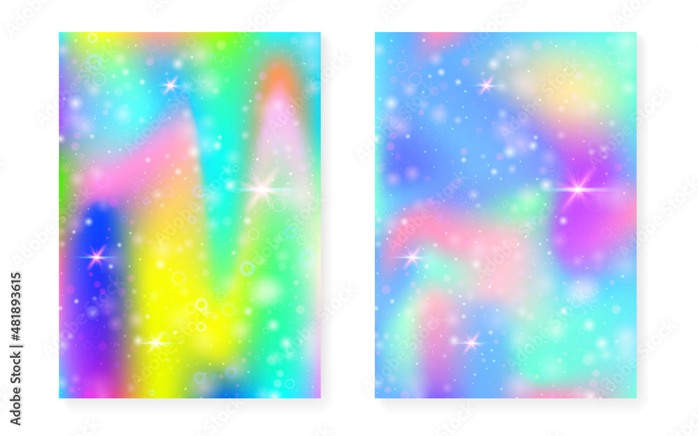 Rainbow background with kawaii princess gradient. Magic unicorn hologram. Rainbow background with kawaii princess gradient. Magic unicorn hologram.