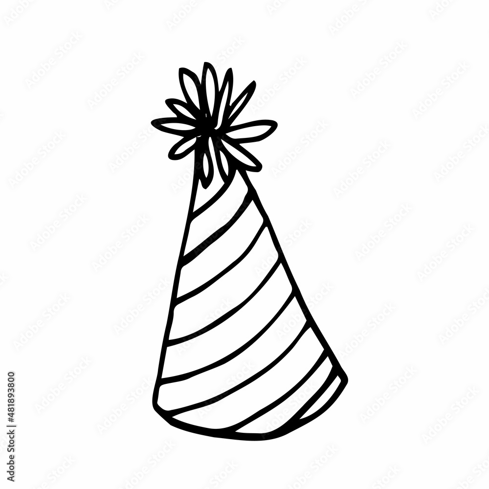 Doodle festive funny hat with circles hand drawn scandinavian style. Element in simple liner style Doodle festive funny hat with circles hand drawn scandinavian style. Element in simple liner style