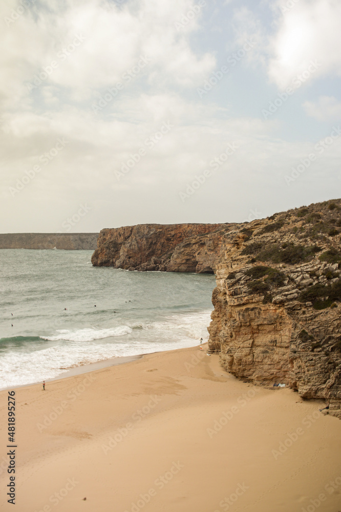 Ocean beach, cliffs in Portugal