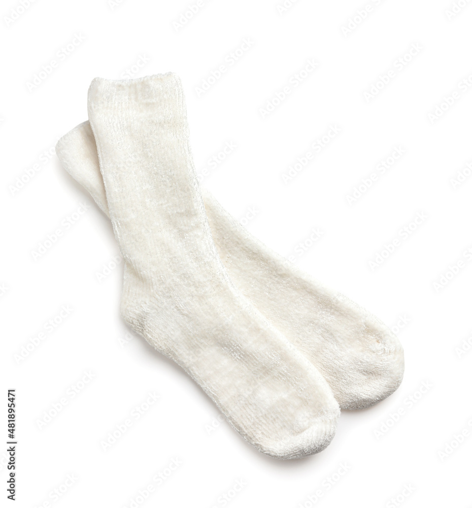 Pair of stylish socks isolated on white background Pair of stylish socks isolated on white background