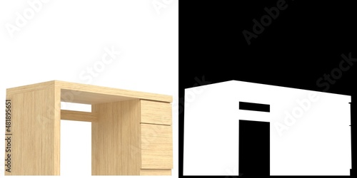 3D rendering illustration of a large table desk