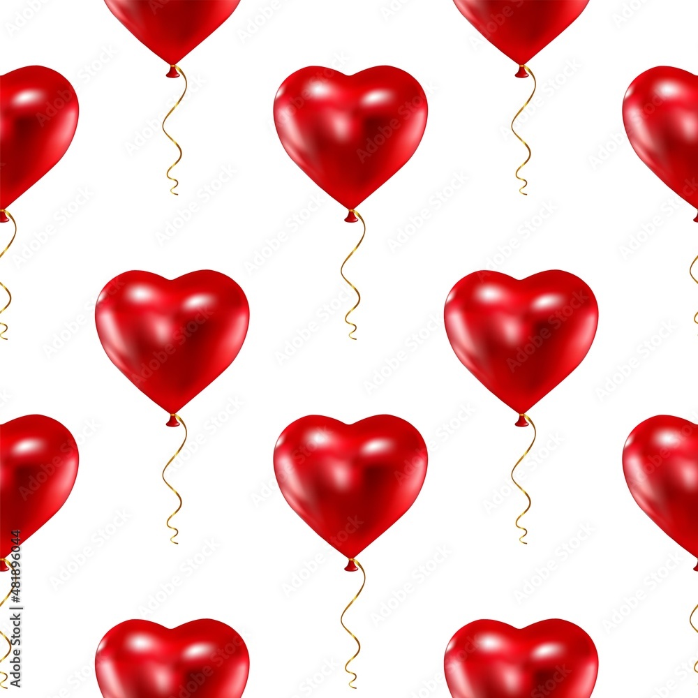 Seamless pattern of flying red balloon in form of heart Seamless pattern of flying red balloon in form of heart