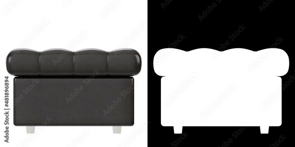 3D rendering illustration of a leather pouf sofa 3D rendering illustration of a leather pouf sofa