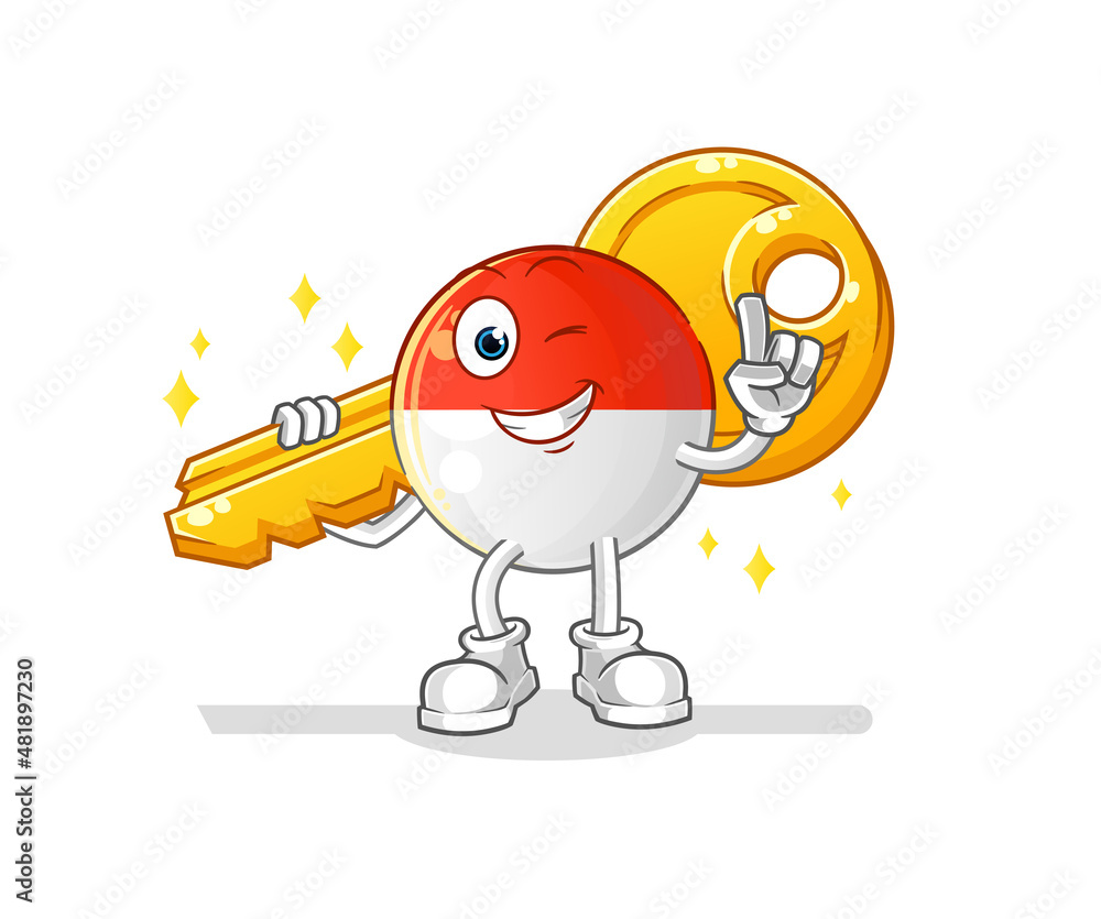 indonesian flag carry the key mascot. cartoon vector indonesian flag carry the key mascot. cartoon vector