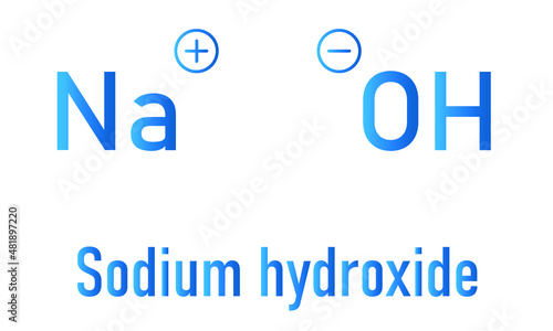 Sodium hydroxide or lye, caustic soda, chemical structure. Skeletal formula.