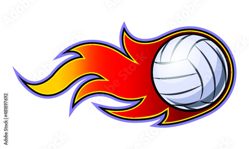 Vector illustration of volleyball ball with simple flame shape. Ideal for sticker, decal, sport logo and any kind of decoration.