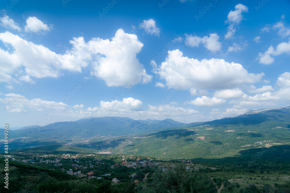 panorama of the mountains with clouds