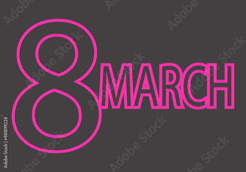 Fondo de 8 de marzo rosa en fondo negro.