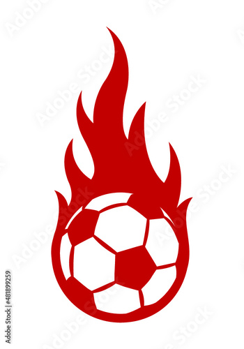 Football soccer ball with fire flame graphic vector illustration