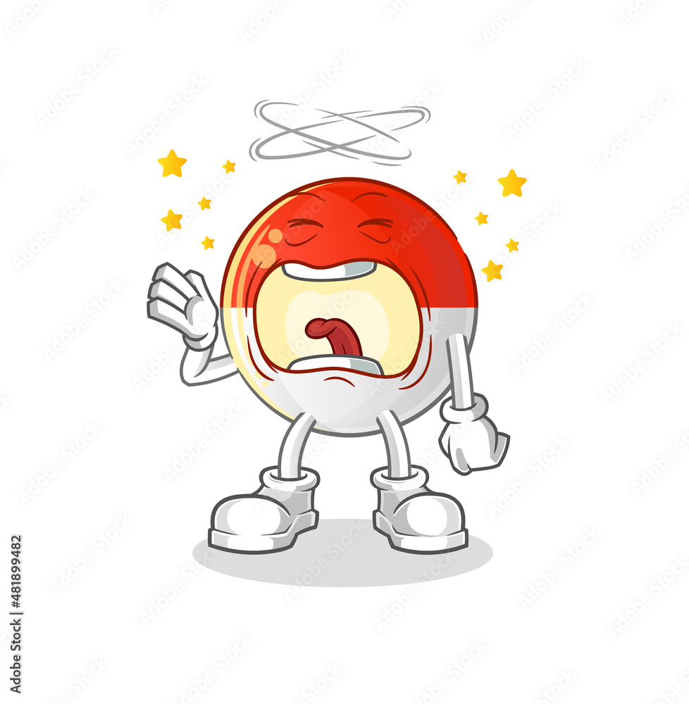 Obraz premium indonesian flag yawn character. cartoon mascot vector