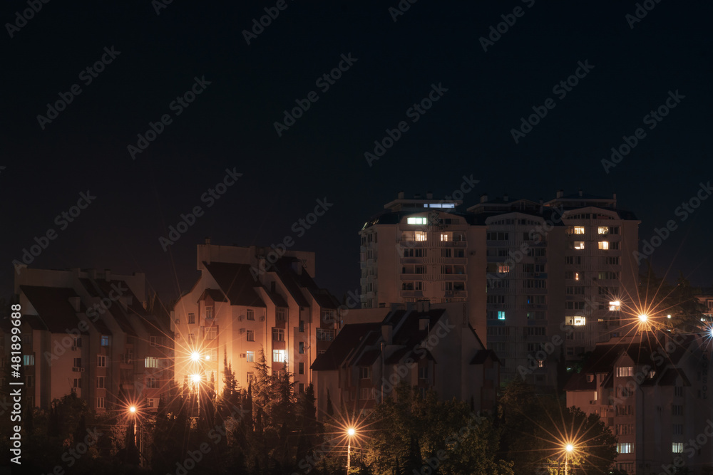 night view of the city in mountains