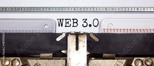 WEB 3.0 symbol. Concept words WEB 3.0 typed on retro typewriter. Beautiful white background. Copy space. Business, technology and WEB 3.0 concept.