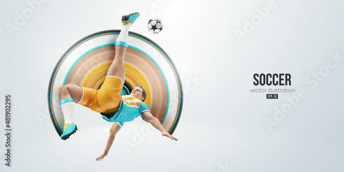 football soccer player man in action isolated white background. Vector illustration