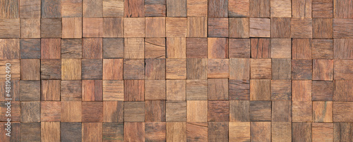 wood texture of wall panel or table. mosaic from old boards