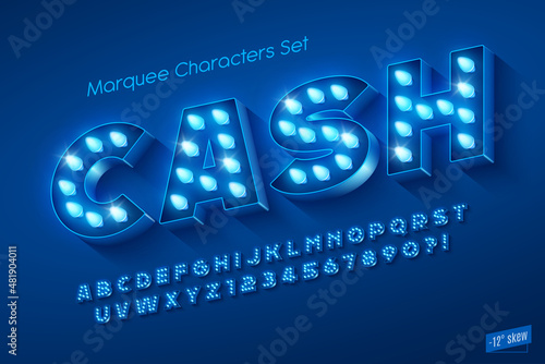 Show alphabet design, marquee, LED lamps letters and numbers.
