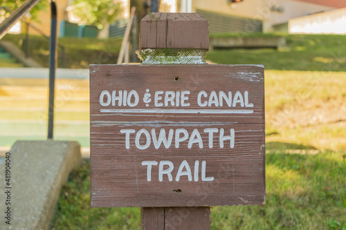 Erie Canal Towpath sign in Akron Ohio  photo
