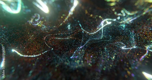 Wallpaper Mural Abstract motion background of shining rainbow colored particles. glamour wave with shiny gold, green, purple lights and glitters. Magical floating sparkle with swirling motion, twist. 4K loop Torontodigital.ca