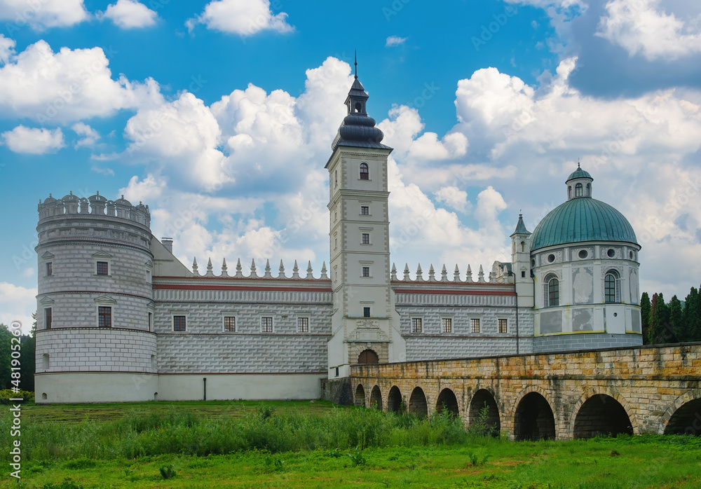 Scenic view of renaissance castle in Krasiczyn, Podkarpackie voivodeship, Poland