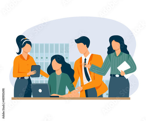 Business team working process concept. Office people discussion and brainstorming	
