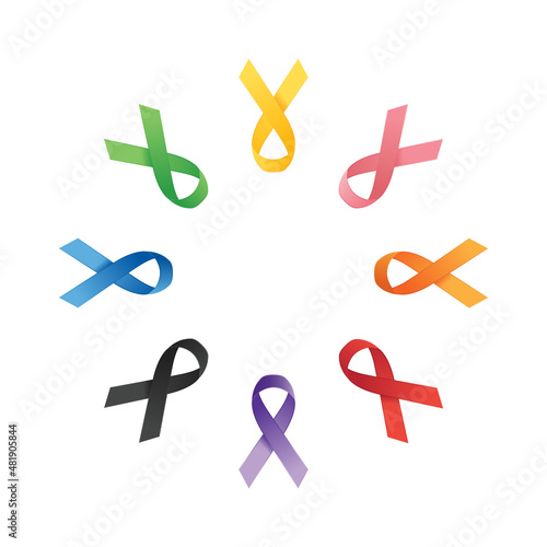 Ribbon Vector Set, Ribbon Icon, Ribbon Vector, Awareness Ribbon, Satin Ribbon, Vector Illustration Background