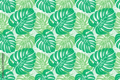 seamless background with leaves, green pattern 