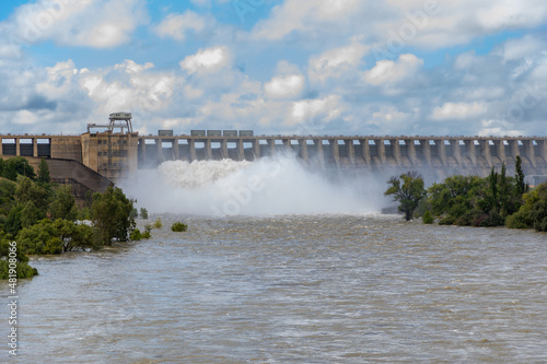 Open Sluice gates of the Vaaldam in South Africa after good rains 