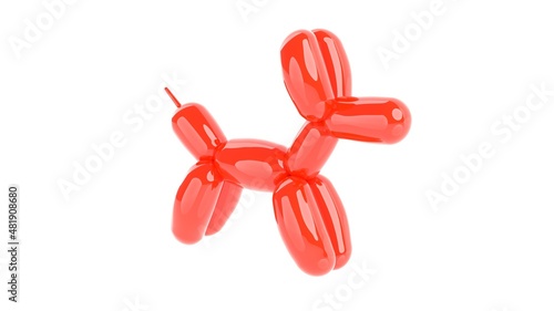 red dog ballon 3d representation, shiny childhood toy that can represent a birthday, happiness or creativity