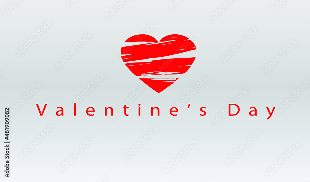 Valentine's Day. Modern text with printed heart logo Valentine's Day. Modern text with printed heart logo