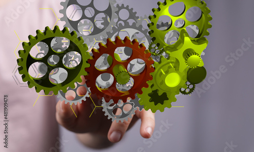 Set of green gears and cogs...