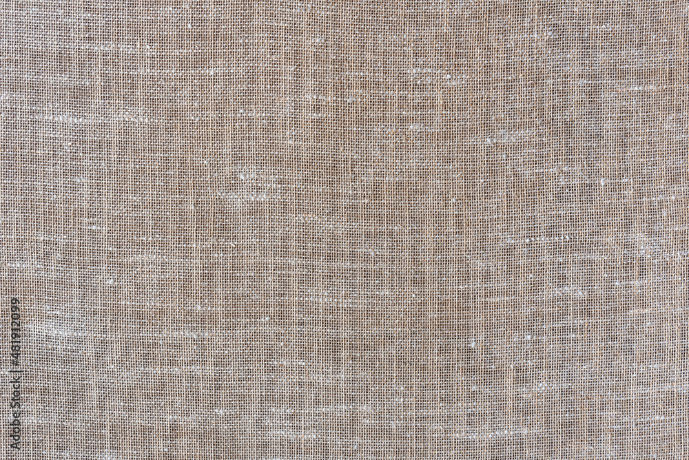 Fototapeta premium Texture of stretched natural burlap fabric, background.
