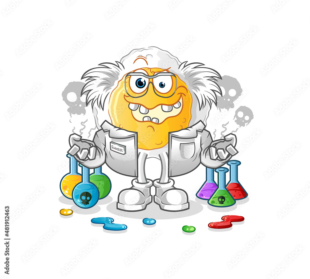 sunny side up mad scientist illustration. character vector