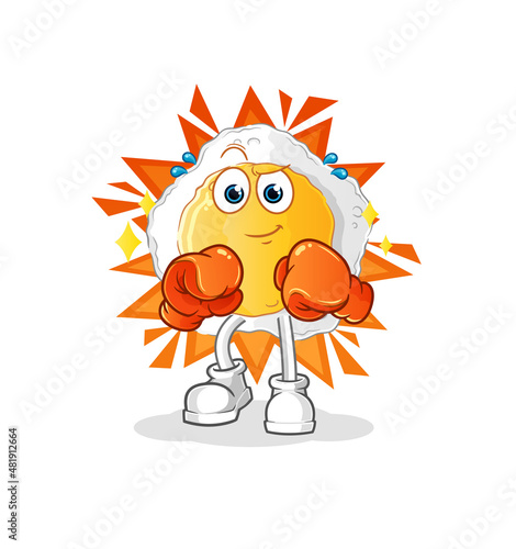 sunny side up boxer character. cartoon mascot vector