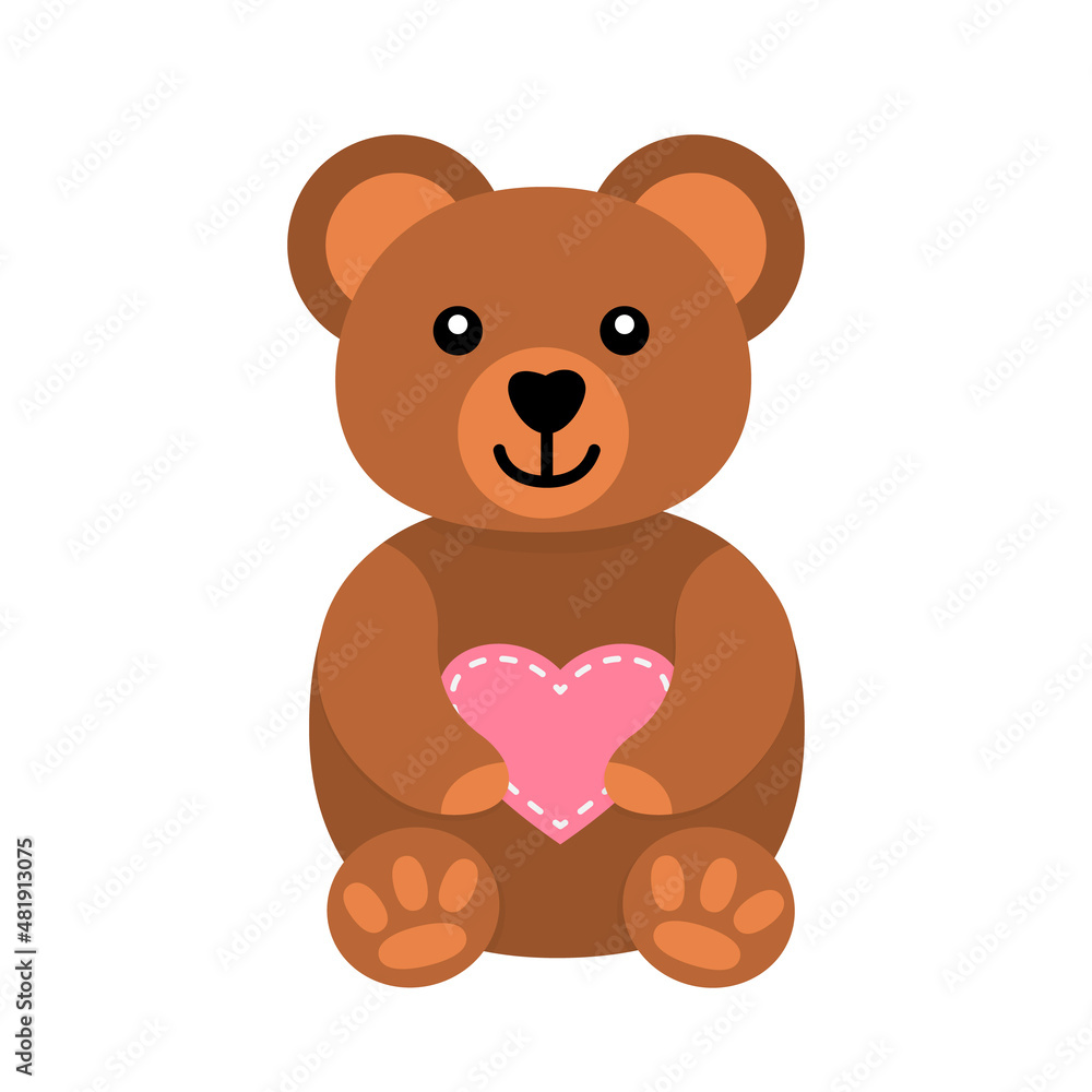 Cartoon bear isolated on white. Cute character holding heart. Vector illustration Cartoon bear isolated on white. Cute character holding heart. Vector illustration