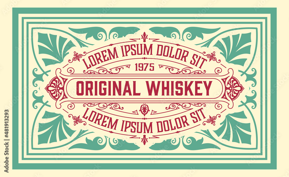 Whiskey label with old frames Whiskey label with old frames