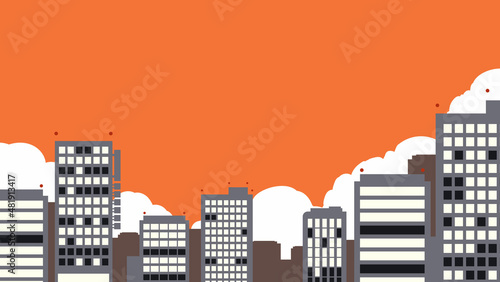 都会　夕方　雲　横