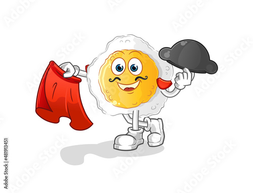 sunny side up matador with red cloth illustration. character vector