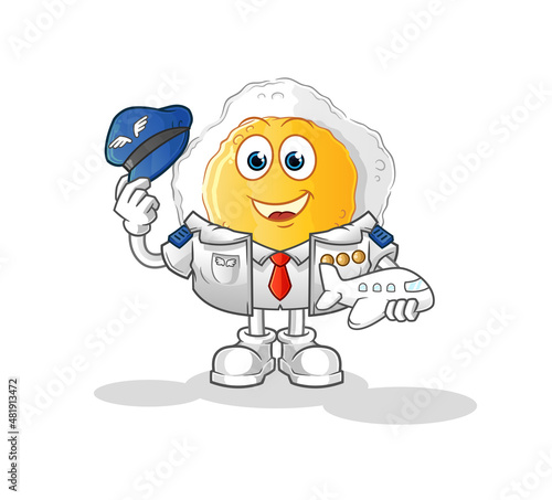 sunny side up pilot mascot. cartoon vector