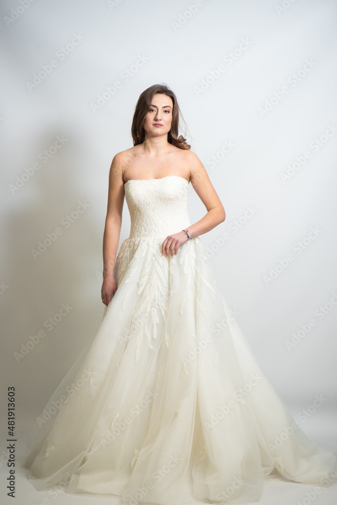 Beauty young bride white wedding dress