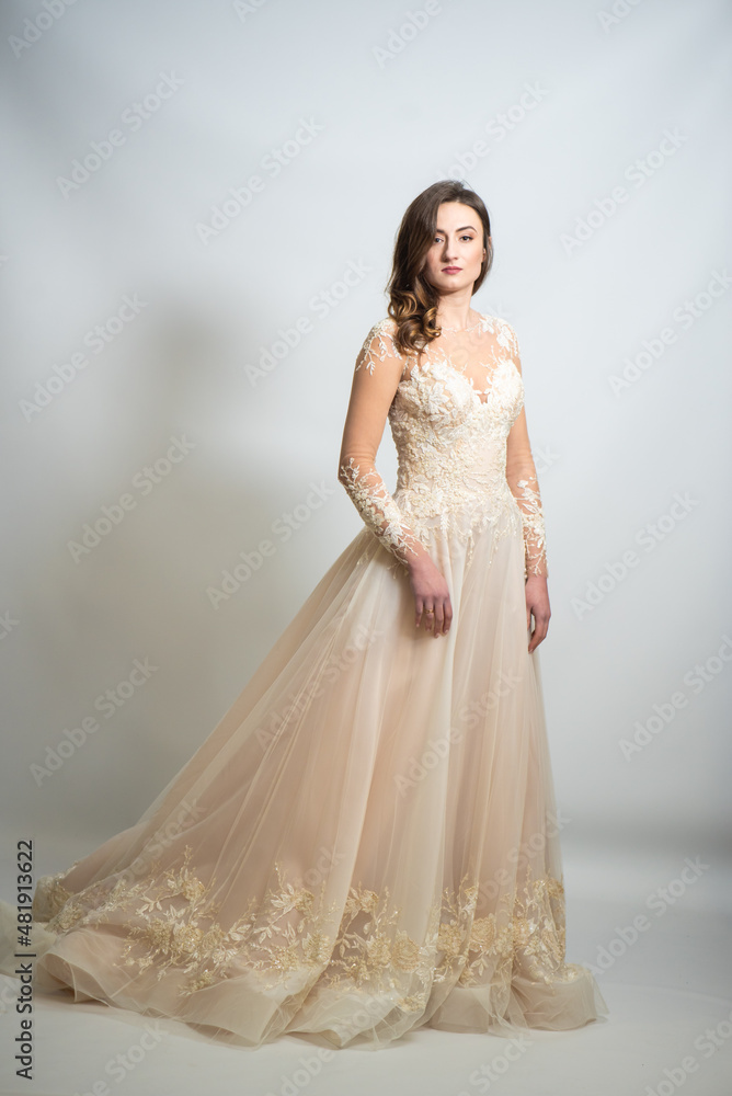 Beauty young bride white wedding dress Beauty young bride white wedding dress