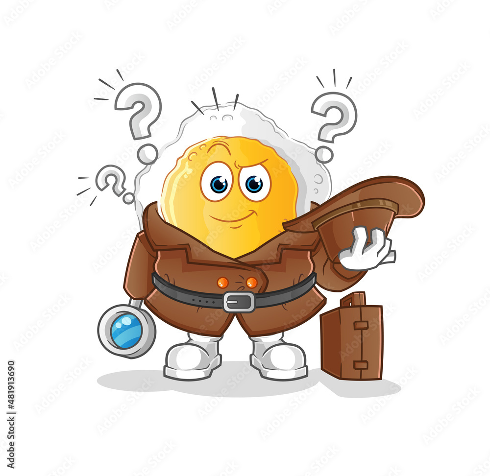 sunny side up detective vector. cartoon character