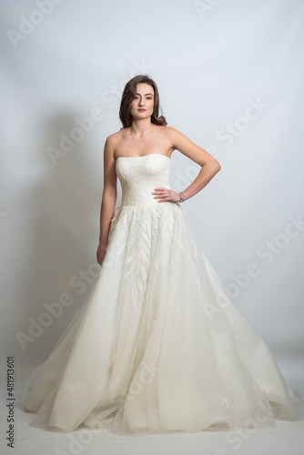 Beauty young bride white wedding dress